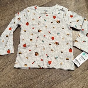 Carters Thanksgiving Themed Long Sleeve T-Shirt Sz 24M - NWT!